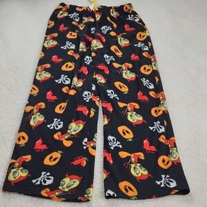 Mens Tweety Pajama Pants - Black Orange Small
